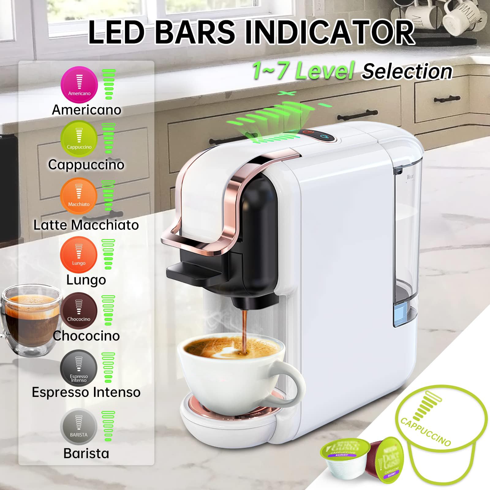 Multi-Capsule Coffee Maker, Professional Coffee Maker, 19 Bar